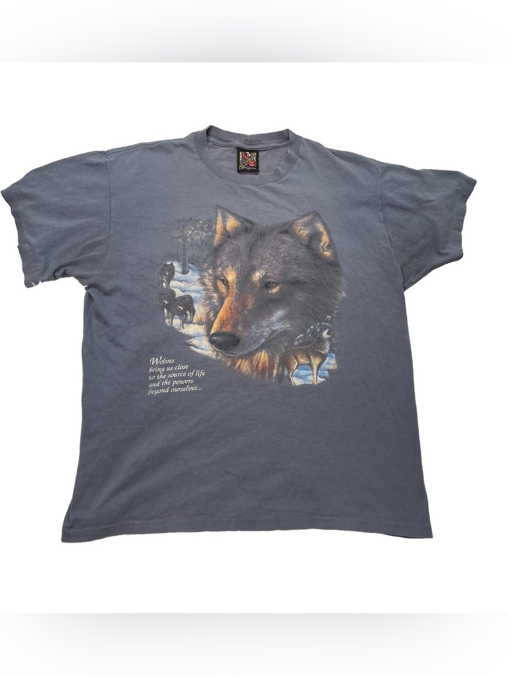Vintage 3D Emblem Wolf Graphic T-Shirt Mens Size L Large Single Stitch Made USA